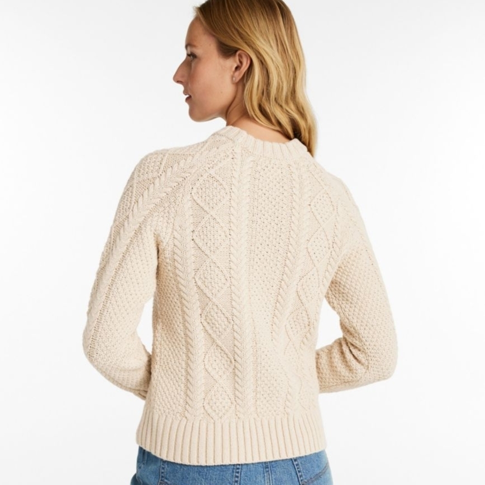 L.L. Bean Women's Beige Cable Knit Sweater - Picture 3 of 5